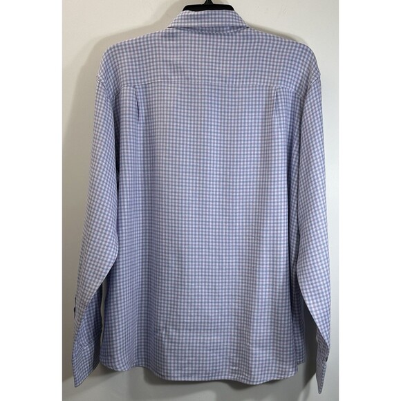 David Donahue Dress Shirt Sz 17.5 XL Fusion Gingham Check Button Up Linen Blend - Picture 3 of 11